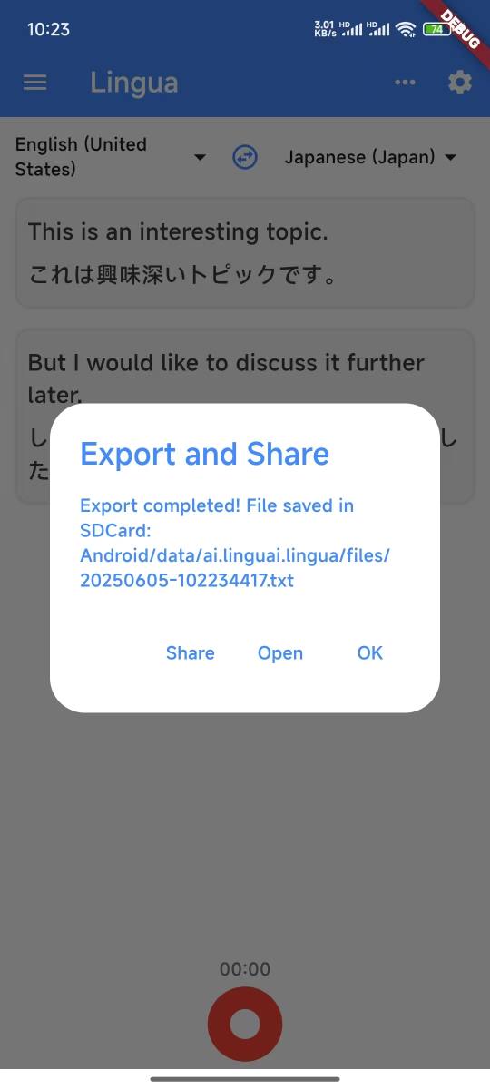 Export and Share